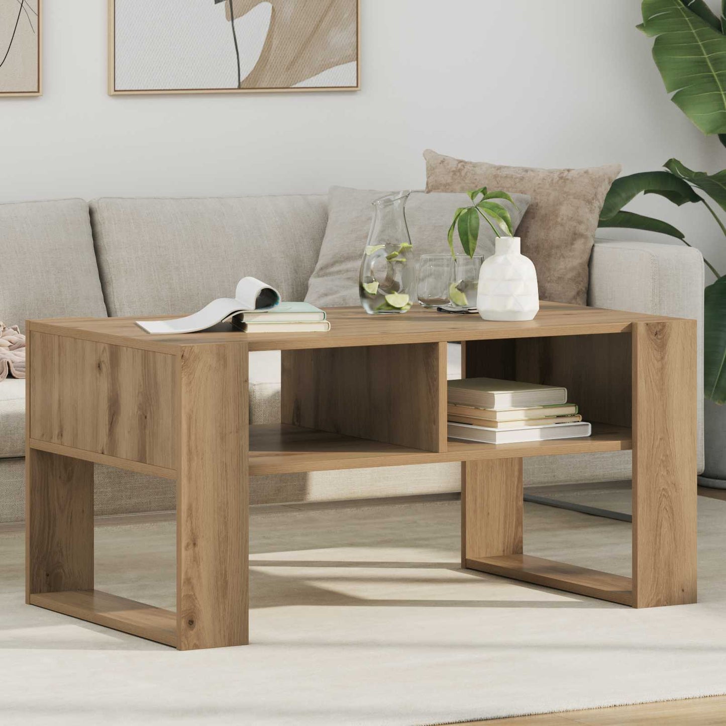 Salontafel Artisan Eiken 92 x 53 x 45 cm Bewerkt hout