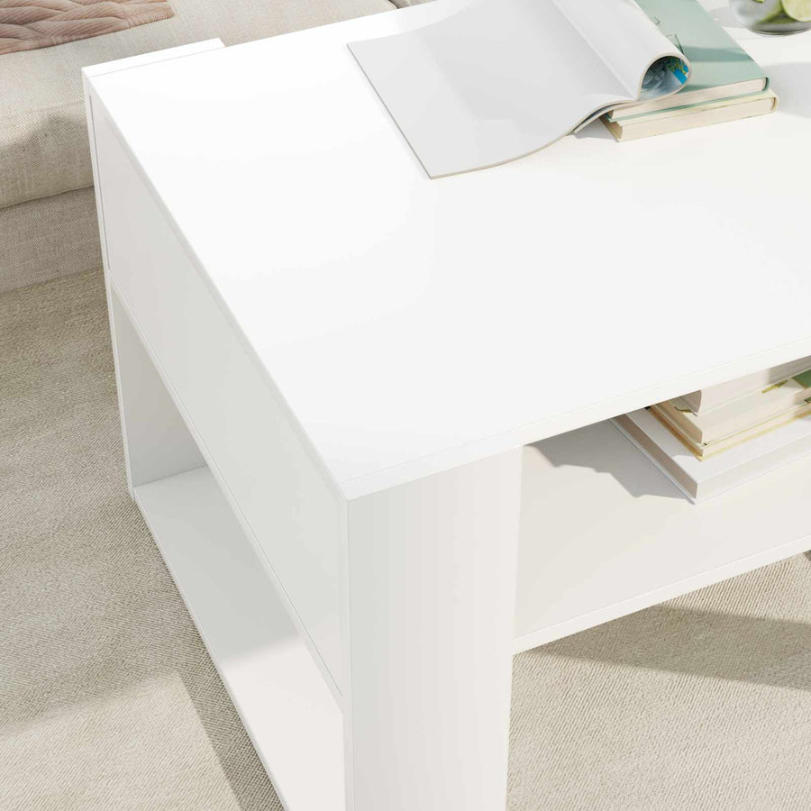 Salontafel met opslag Wit 66 x 53 x 45 cm Bewerkt hout