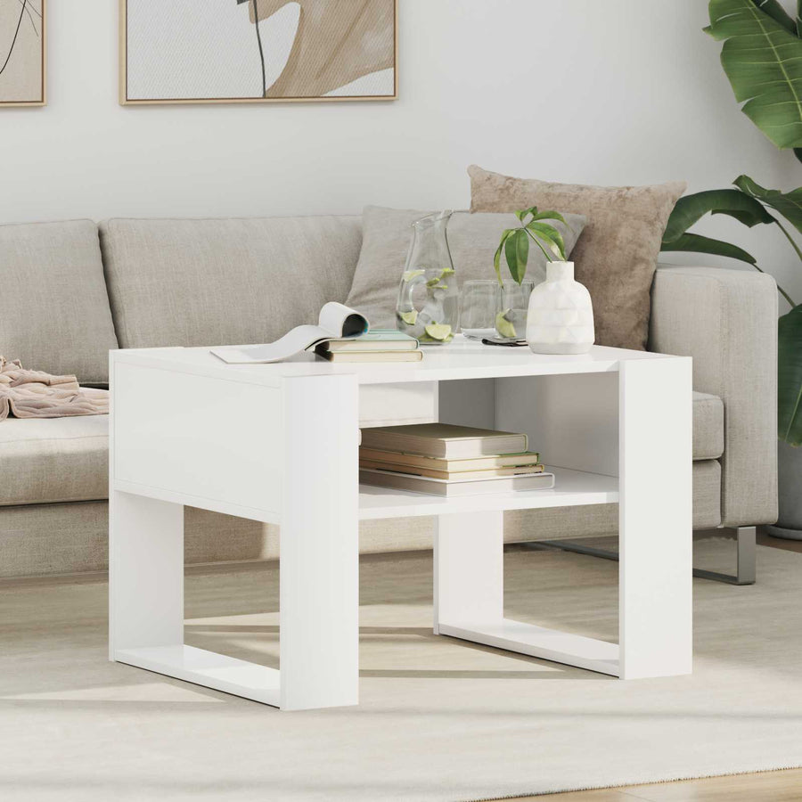Salontafel met opslag Wit 66 x 53 x 45 cm Bewerkt hout