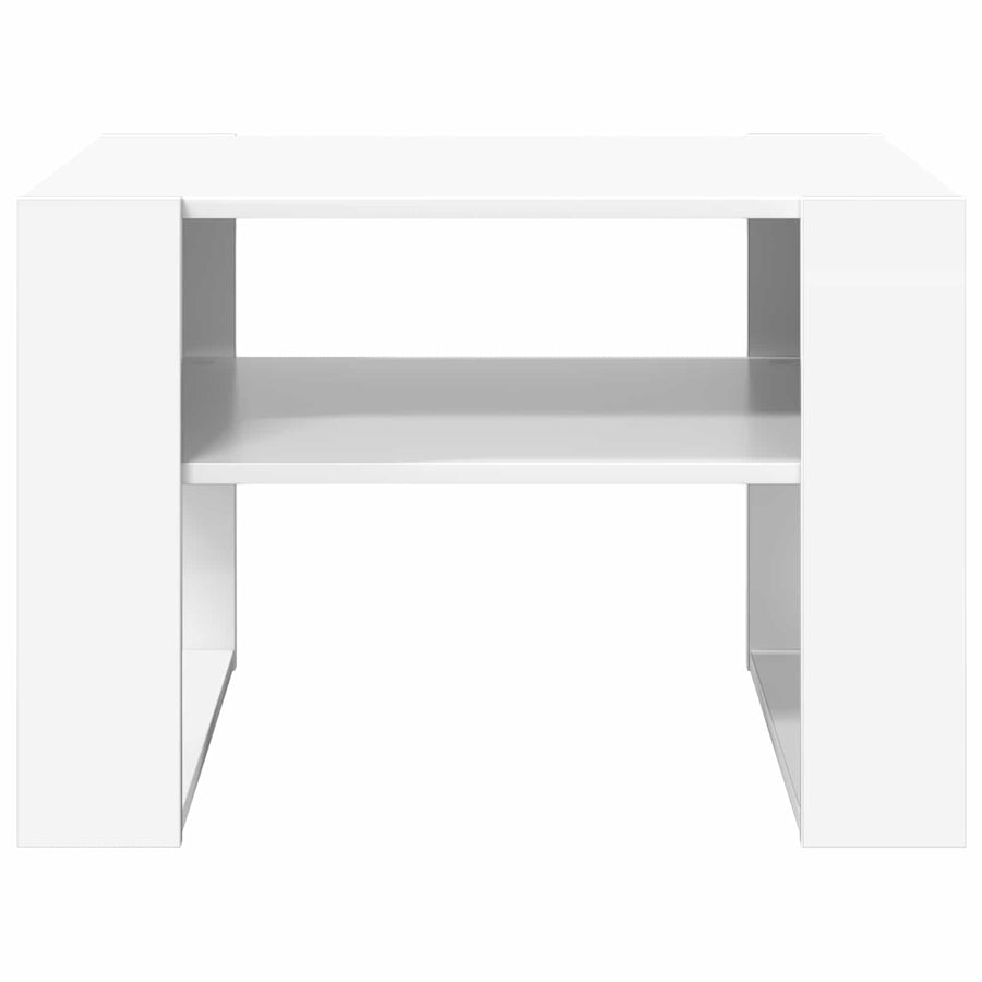 Salontafel met opslag Wit 66 x 53 x 45 cm Bewerkt hout