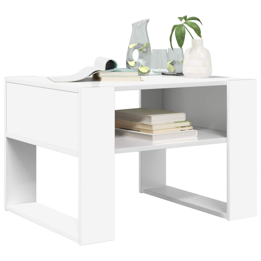 Salontafel met opslag Wit 66 x 53 x 45 cm Bewerkt hout