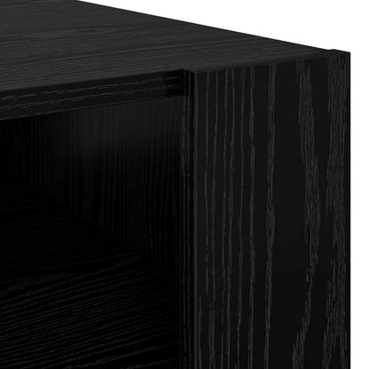 Salontafel met opslag Zwart Eiken 66 x 53 x 45 cm Bewerkt hout