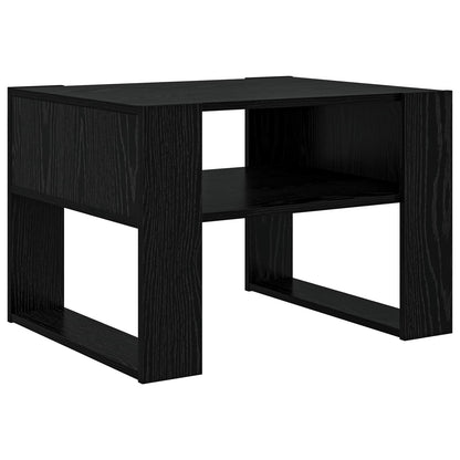Salontafel met opslag Zwart Eiken 66 x 53 x 45 cm Bewerkt hout