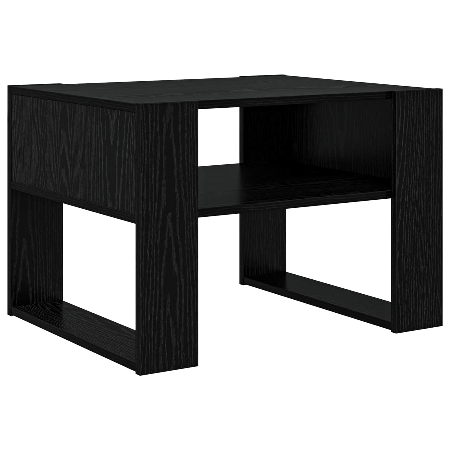 Salontafel met opslag Zwart Eiken 66 x 53 x 45 cm Bewerkt hout