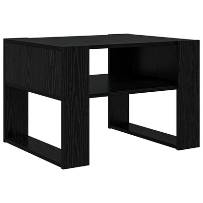 Salontafel met opslag Zwart Eiken 66 x 53 x 45 cm Bewerkt hout