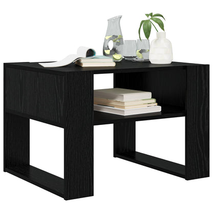 Salontafel met opslag Zwart Eiken 66 x 53 x 45 cm Bewerkt hout