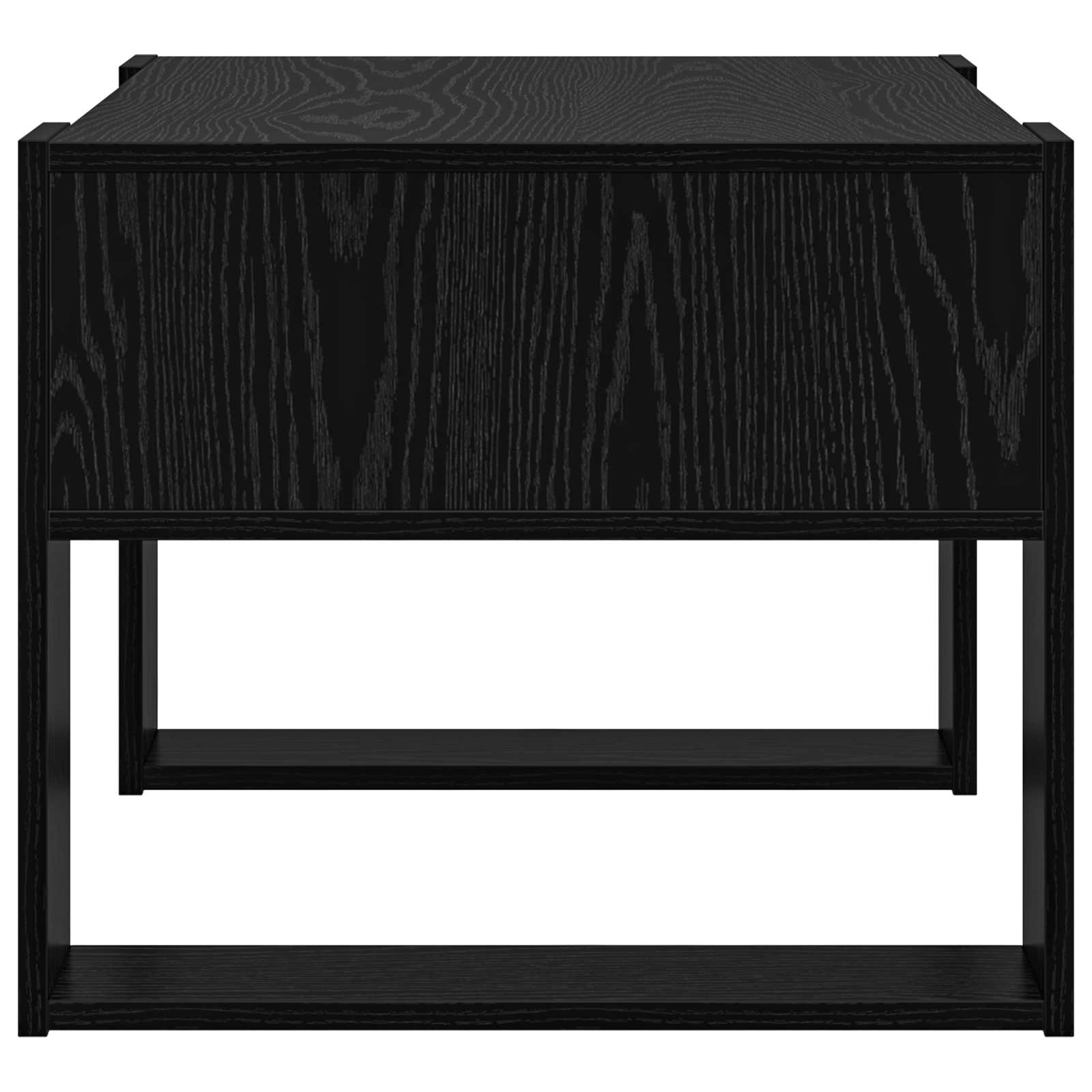 Salontafel met opslag Zwart Eiken 66 x 53 x 45 cm Bewerkt hout