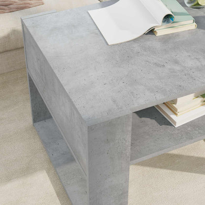 Salontafel met opslag Beton Grijs 66 x 53 x 45 cm Bewerkt hout