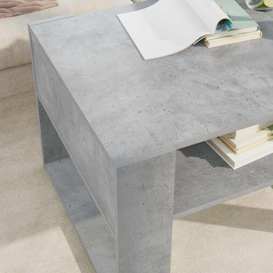 Salontafel met opslag Beton Grijs 66 x 53 x 45 cm Bewerkt hout