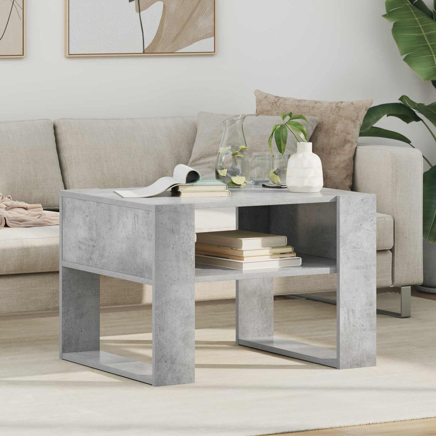 Salontafel met opslag Beton Grijs 66 x 53 x 45 cm Bewerkt hout
