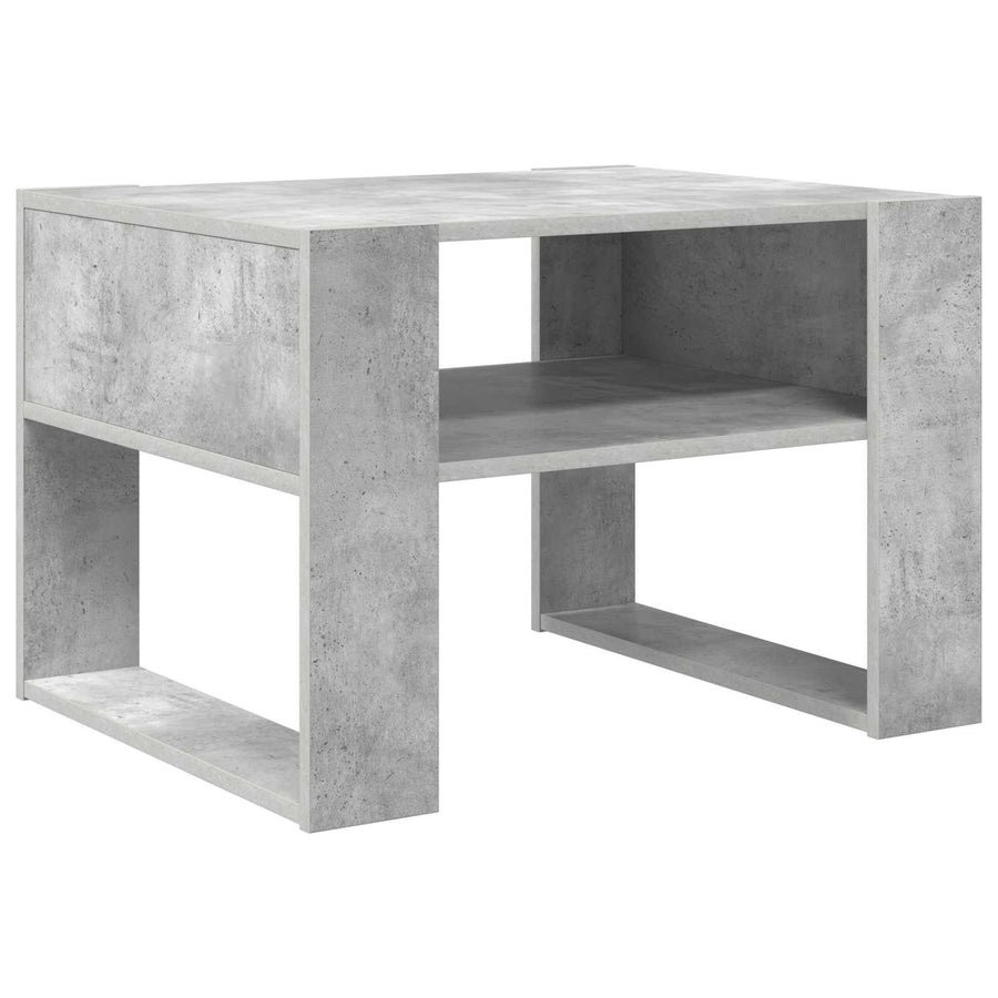 Salontafel met opslag Beton Grijs 66 x 53 x 45 cm Bewerkt hout