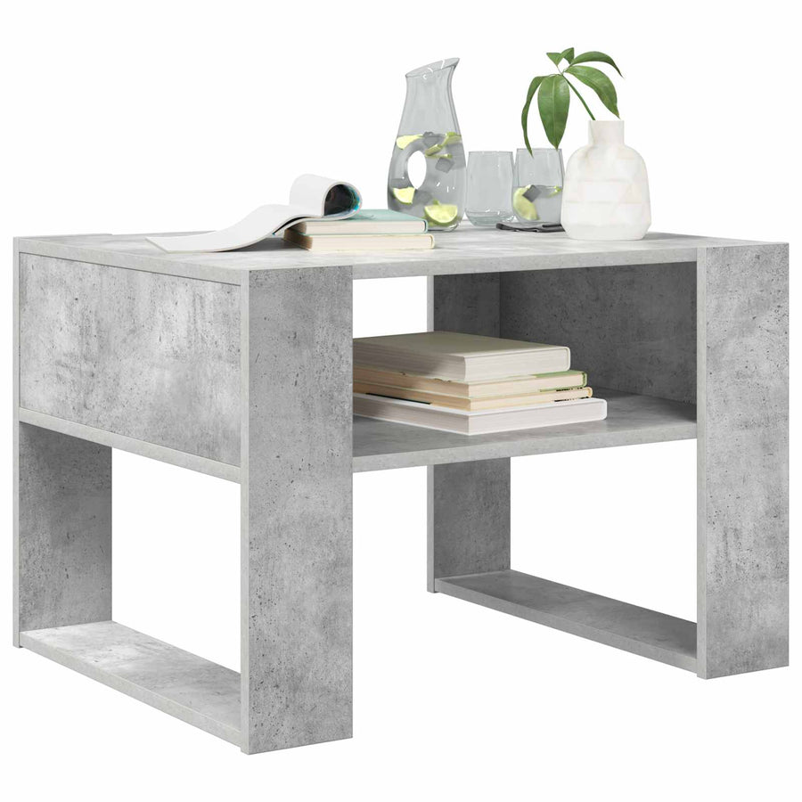 Salontafel met opslag Beton Grijs 66 x 53 x 45 cm Bewerkt hout