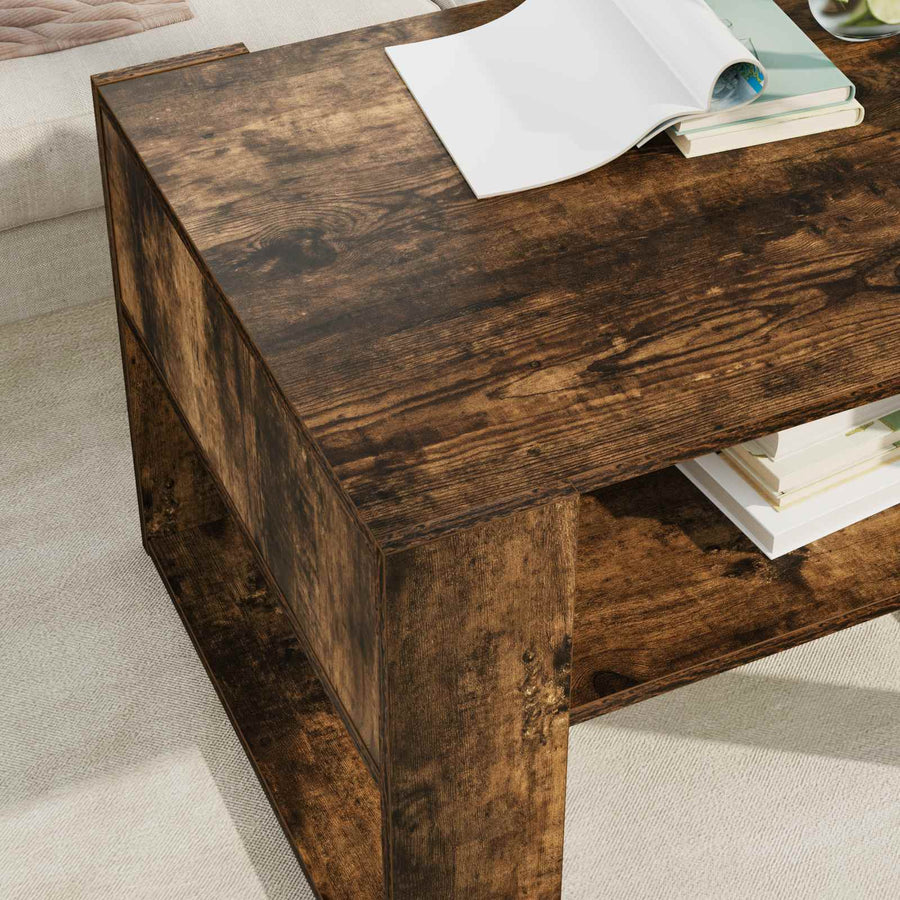 Salontafel Gerookt eiken 66 x 53 x 45 cm Bewerkt hout