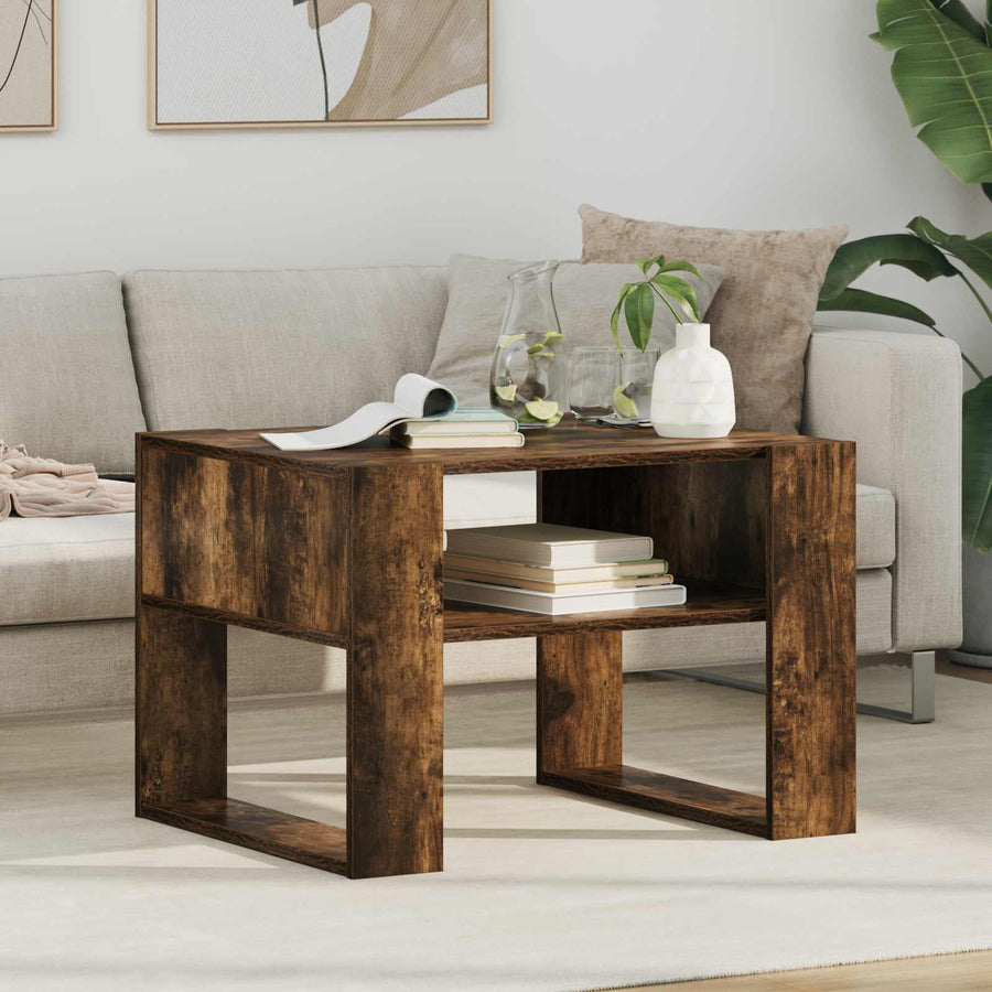 Salontafel Gerookt eiken 66 x 53 x 45 cm Bewerkt hout