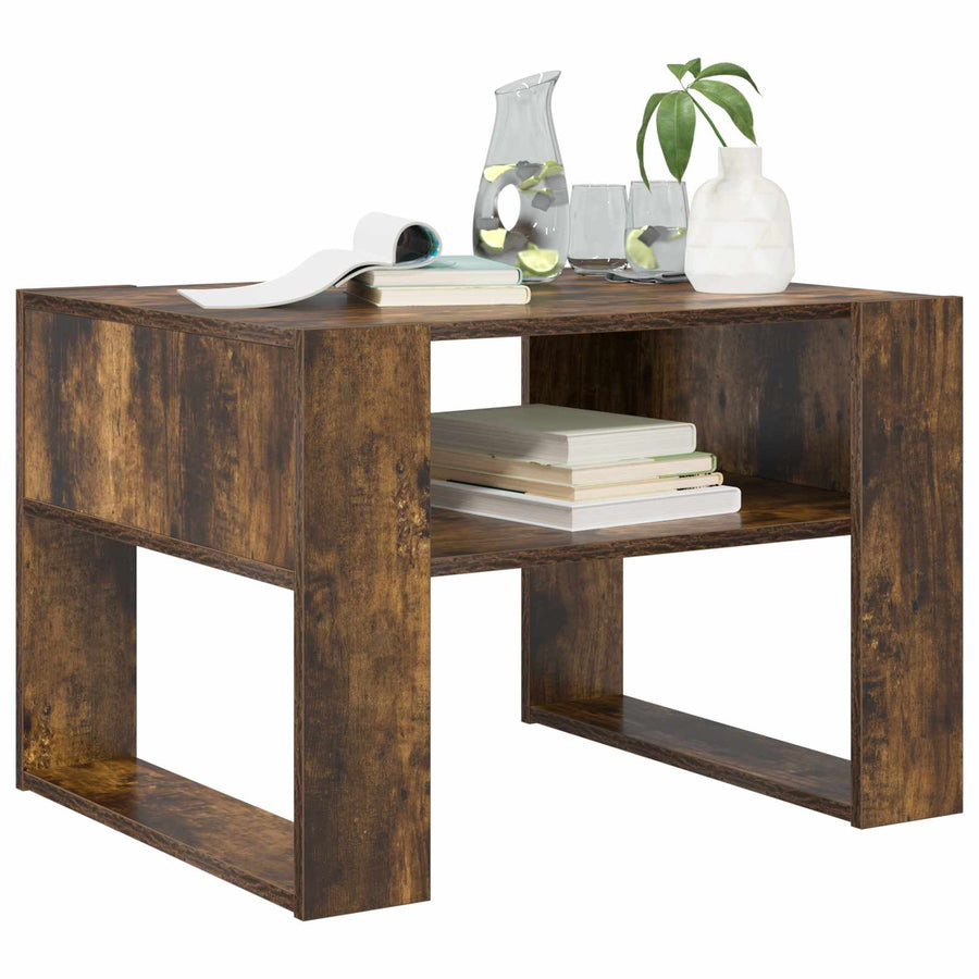 Salontafel Gerookt eiken 66 x 53 x 45 cm Bewerkt hout