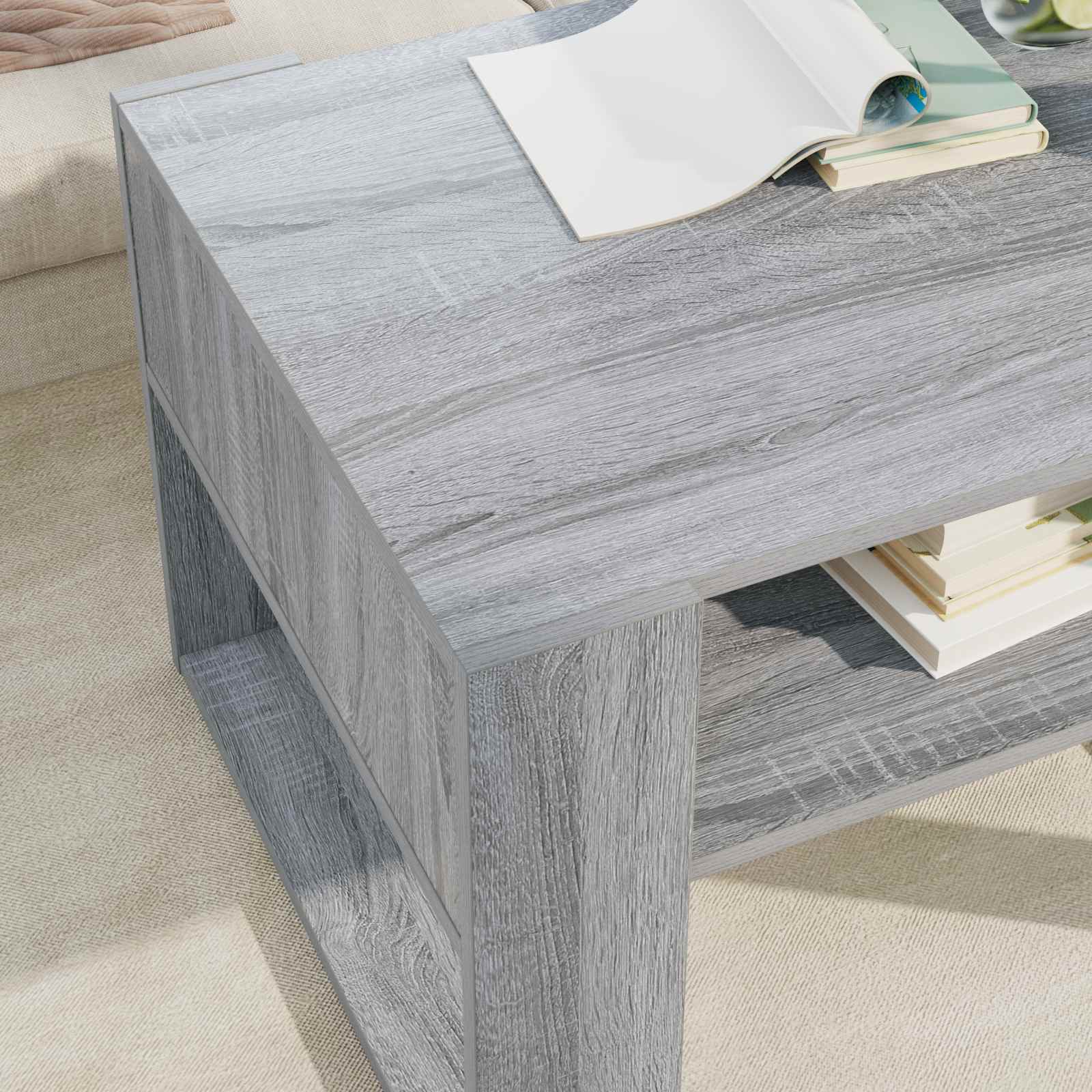 Salontafel met opslag Grijs Sonoma 66 x 53 x 45 cm Bewerkt hout