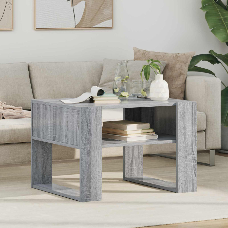 Salontafel met opslag Grijs Sonoma 66 x 53 x 45 cm Bewerkt hout