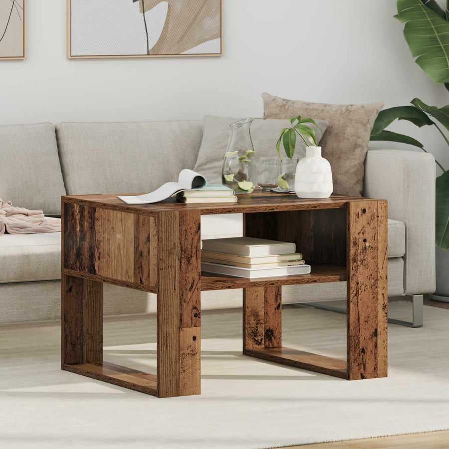 Salontafel met opslag Oudhout 66 x 53 x 45 cm Bewerkt hout