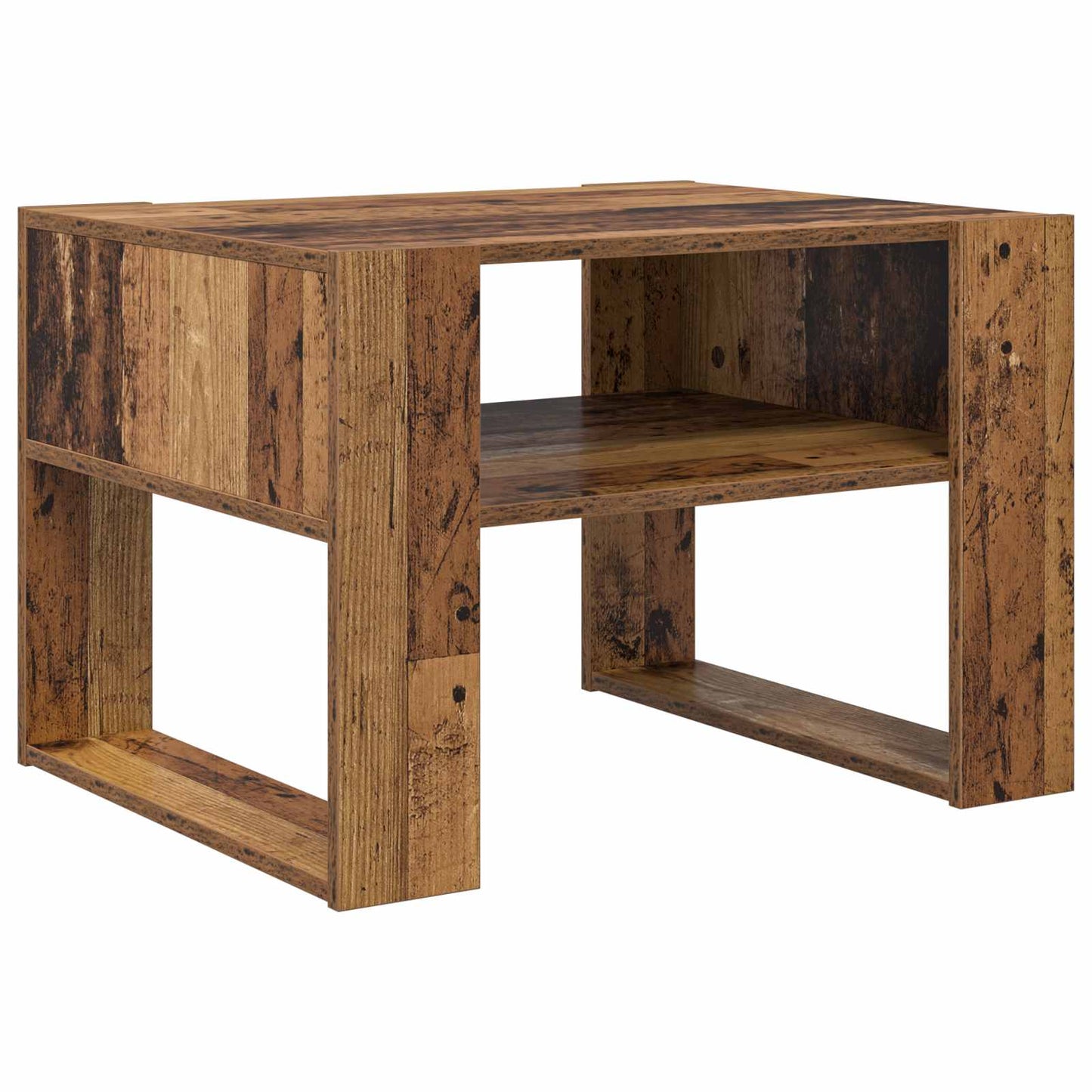 Salontafel met opslag Oudhout 66 x 53 x 45 cm Bewerkt hout