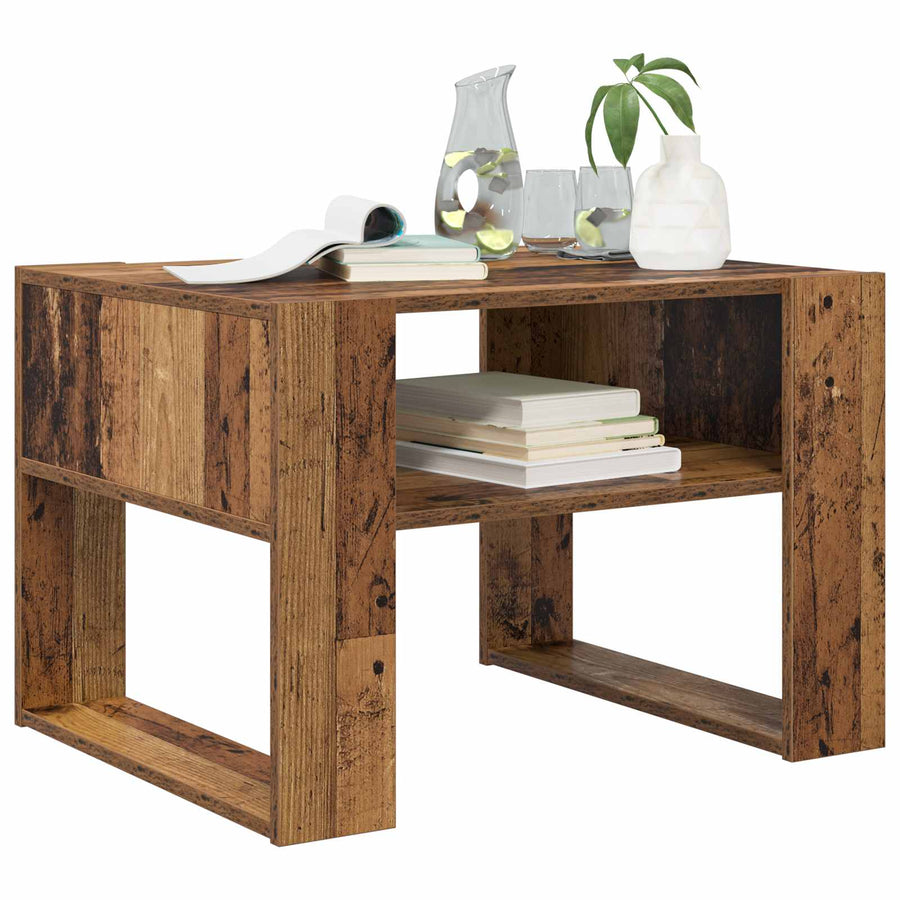 Salontafel met opslag Oudhout 66 x 53 x 45 cm Bewerkt hout