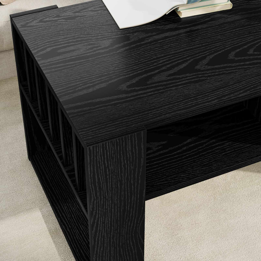 Salontafel Zwart Eiken 92 x 49,5 x 45 cm Bewerkt hout
