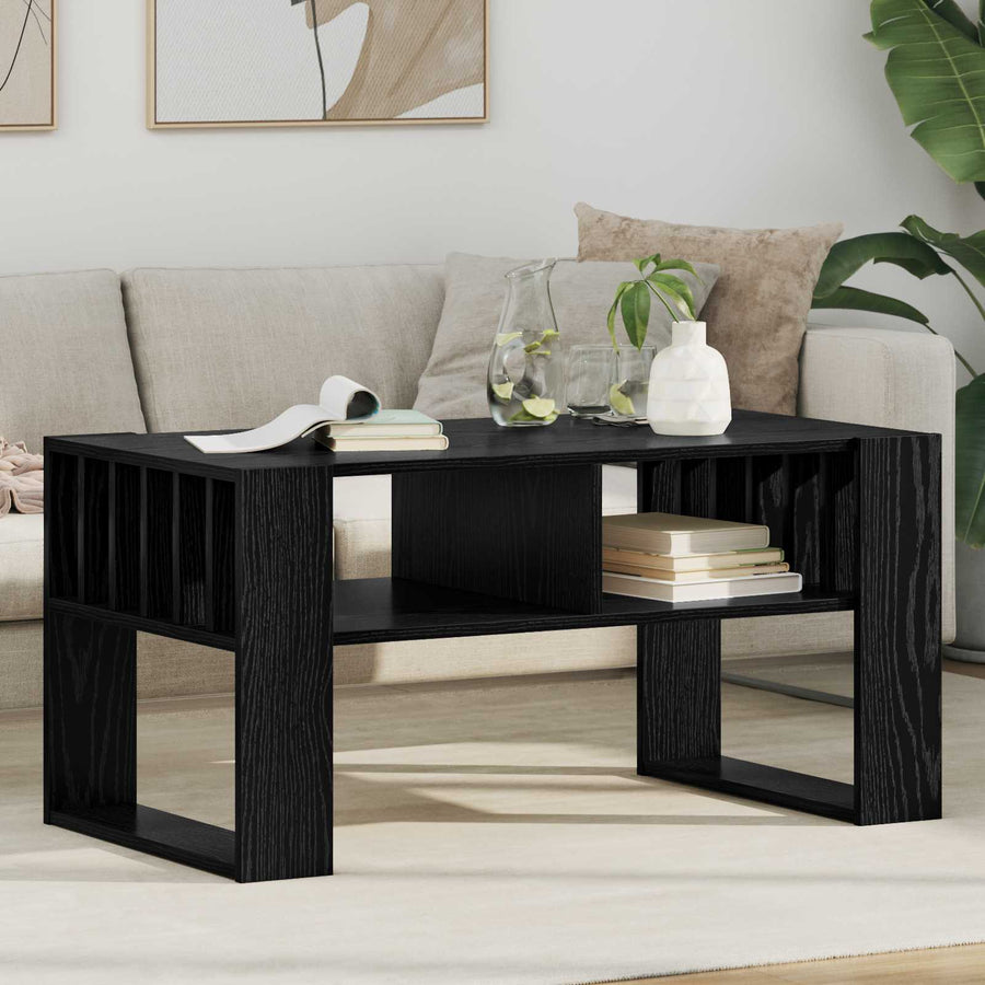 Salontafel Zwart Eiken 92 x 49,5 x 45 cm Bewerkt hout