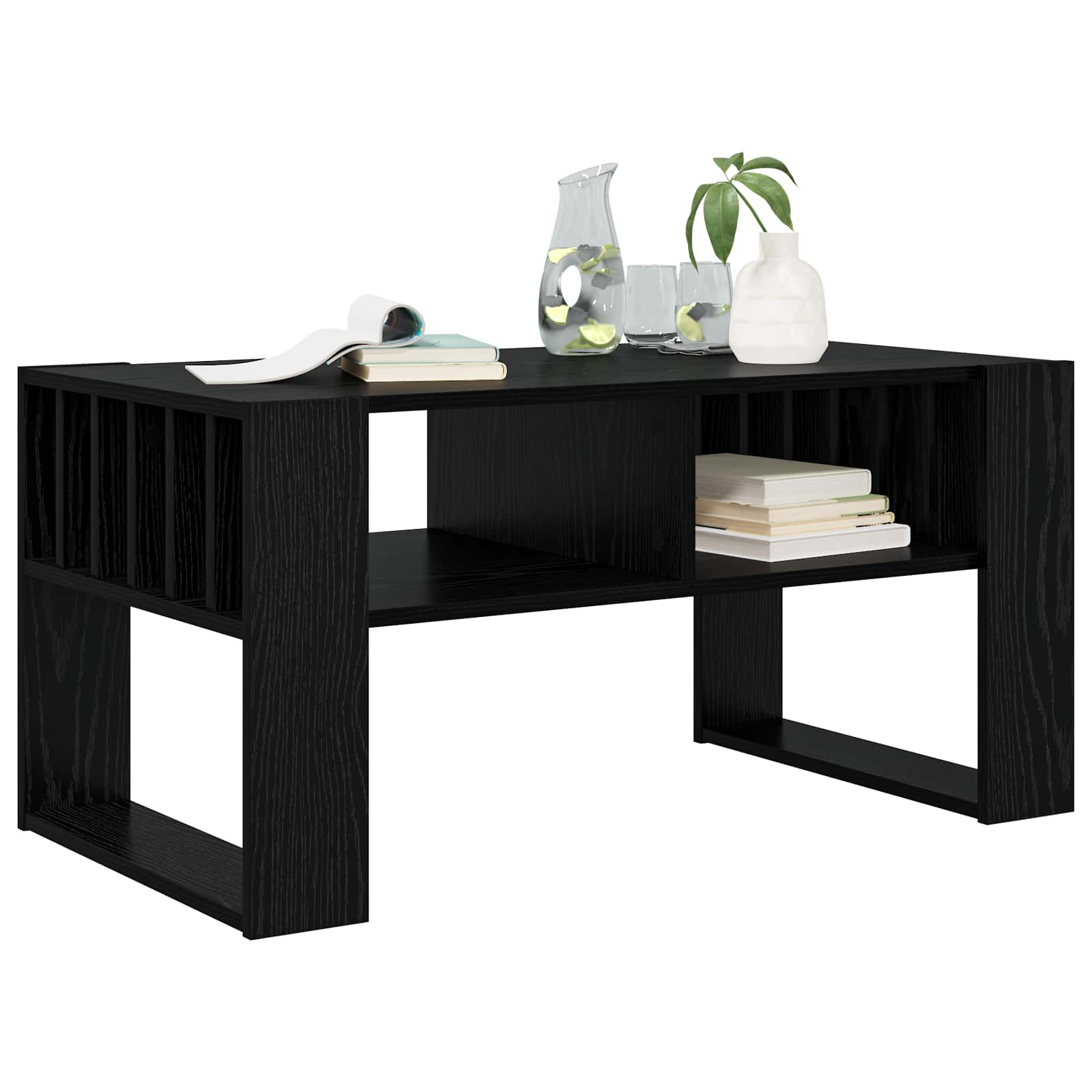 Salontafel Zwart Eiken 92 x 49,5 x 45 cm Bewerkt hout