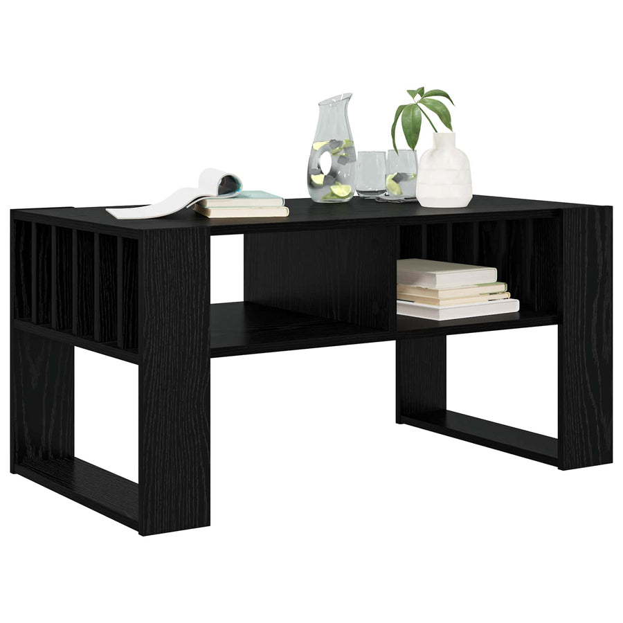 Salontafel Zwart Eiken 92 x 49,5 x 45 cm Bewerkt hout