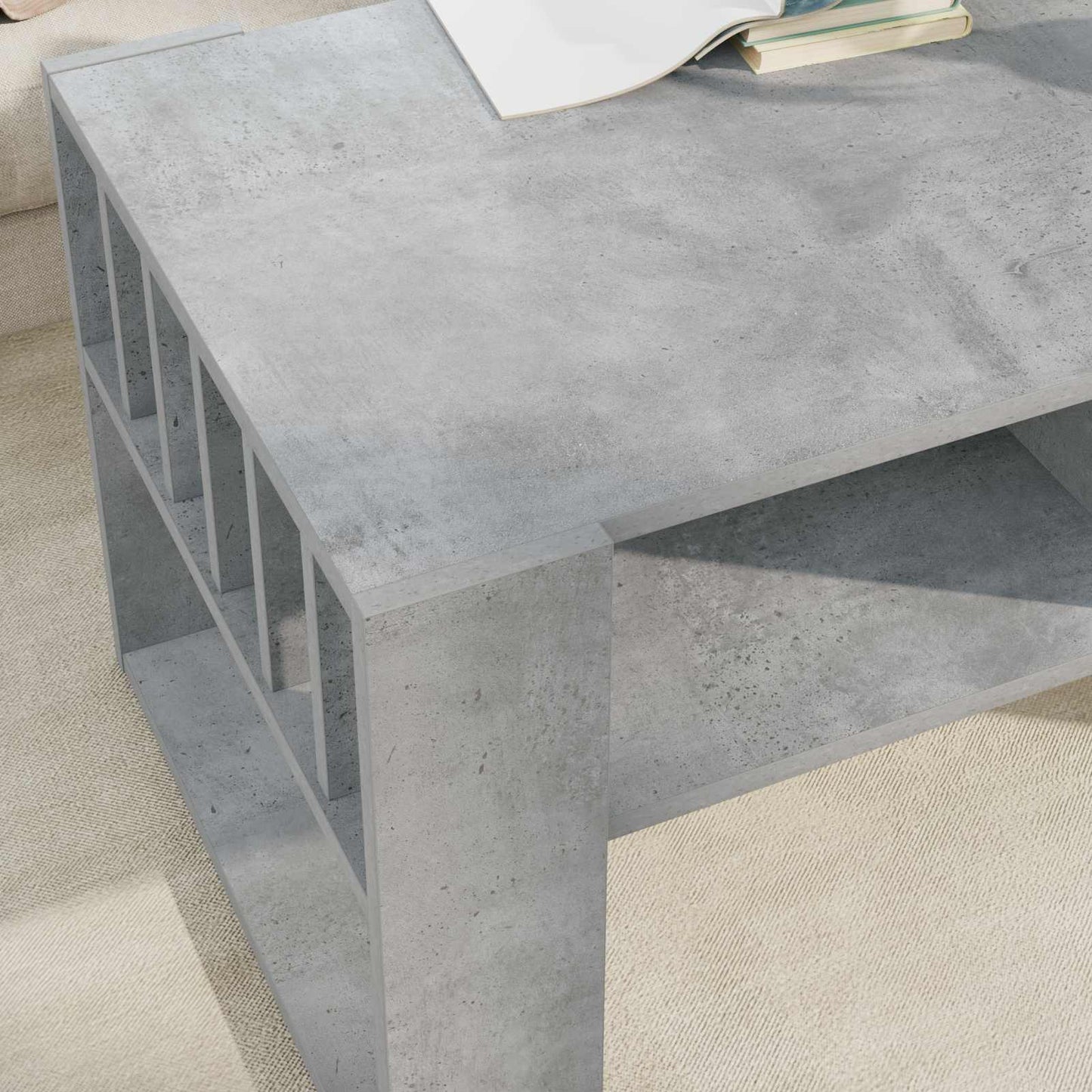 Salontafel Beton Grijs 92 x 49,5 x 45 cm Bewerkt hout