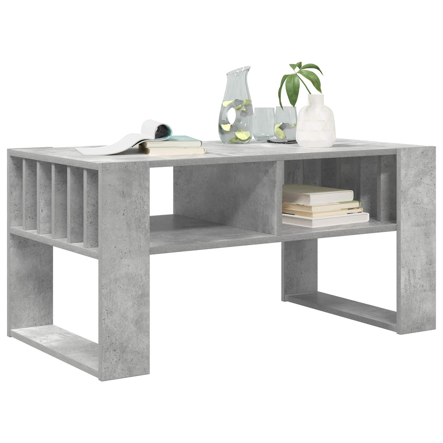 Salontafel Beton Grijs 92 x 49,5 x 45 cm Bewerkt hout