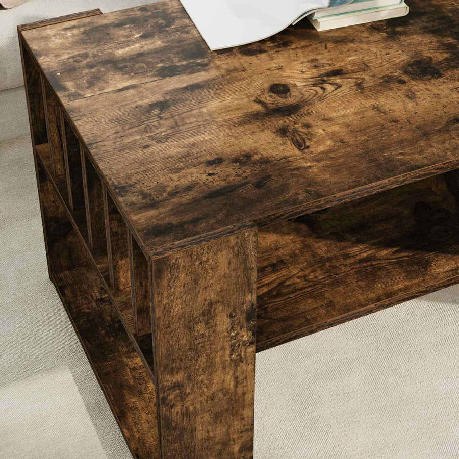 Salontafel Gerookt eiken 92 x 49,5 x 45 cm Bewerkt hout