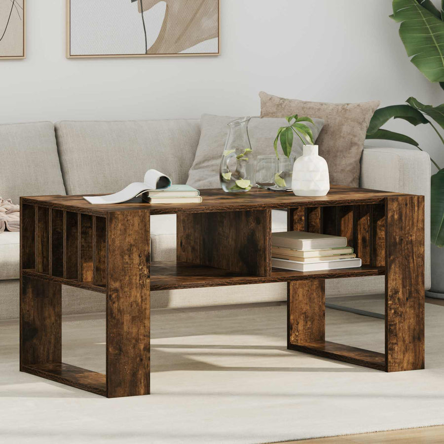 Salontafel Gerookt eiken 92 x 49,5 x 45 cm Bewerkt hout