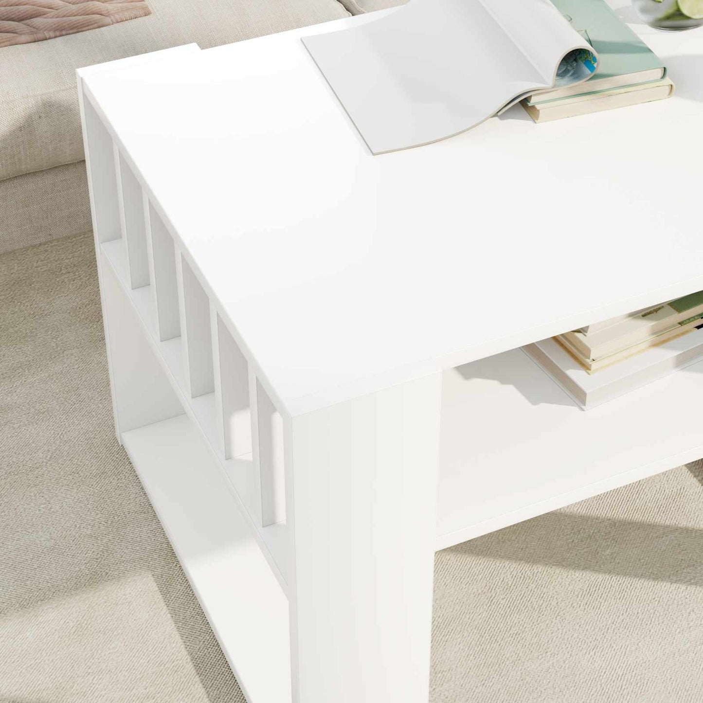 Salontafel Wit 66 x 49,5 x 45 cm Bewerkt hout