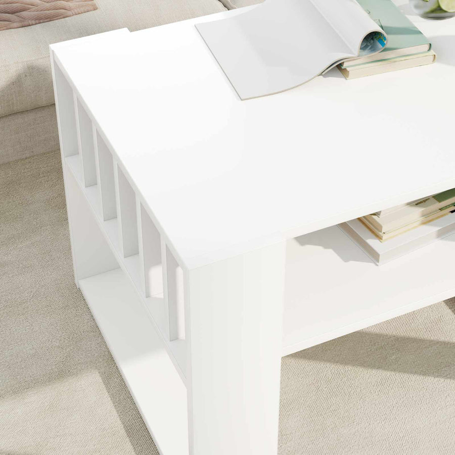 Salontafel Wit 66 x 49,5 x 45 cm Bewerkt hout