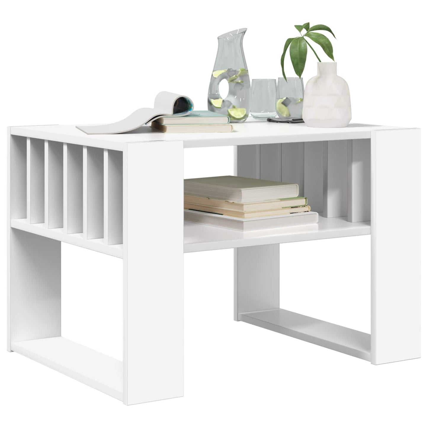 Salontafel Wit 66 x 49,5 x 45 cm Bewerkt hout