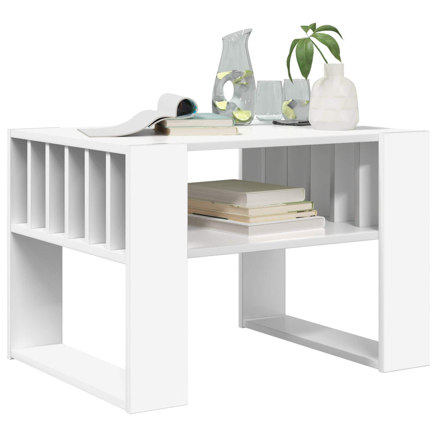 Salontafel Wit 66 x 49,5 x 45 cm Bewerkt hout