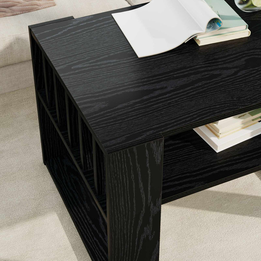 Salontafel Zwart Eiken 66 x 49,5 x 45 cm Bewerkt hout