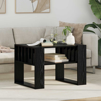 Salontafel Zwart Eiken 66 x 49,5 x 45 cm Bewerkt hout