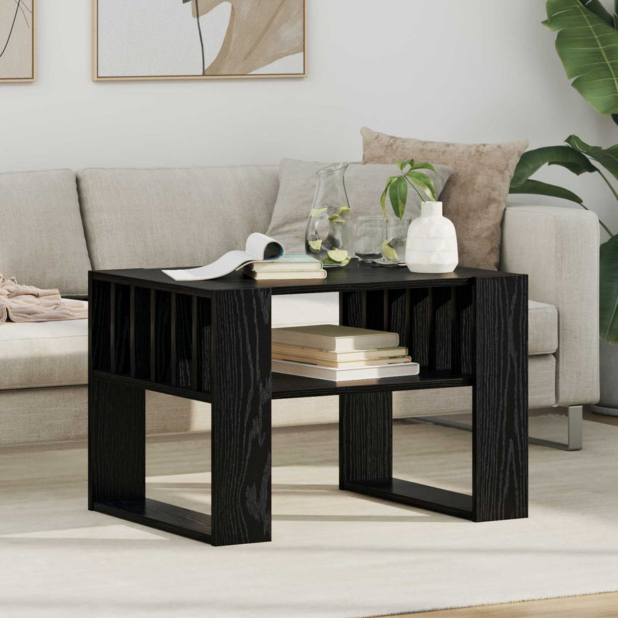 Salontafel Zwart Eiken 66 x 49,5 x 45 cm Bewerkt hout