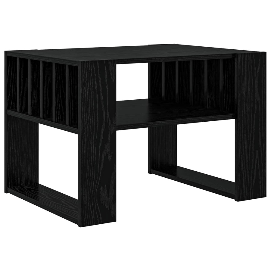 Salontafel Zwart Eiken 66 x 49,5 x 45 cm Bewerkt hout