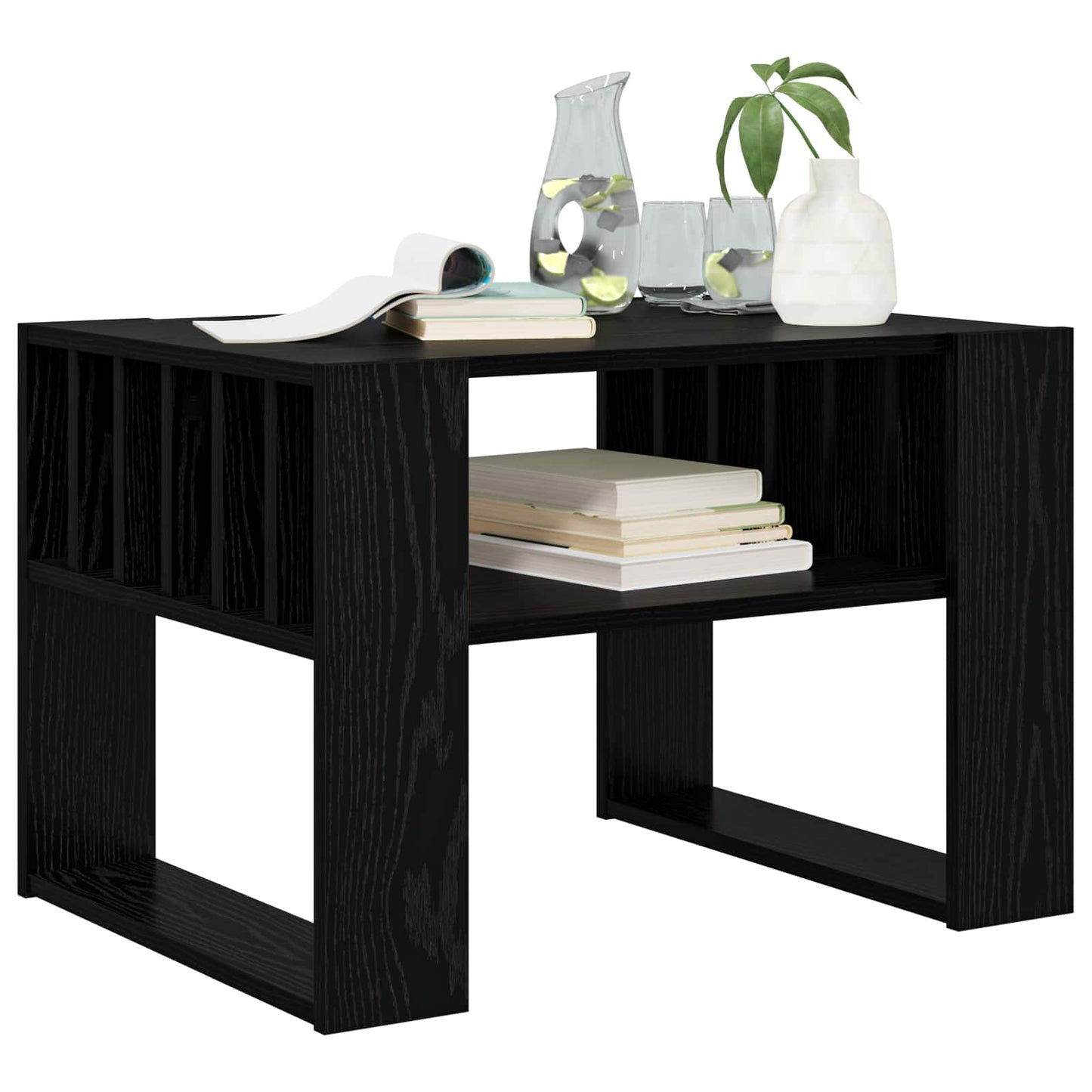 Salontafel Zwart Eiken 66 x 49,5 x 45 cm Bewerkt hout