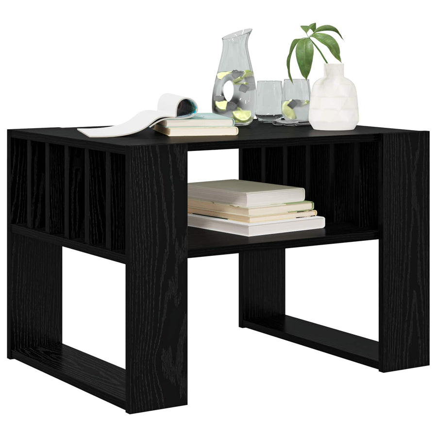 Salontafel Zwart Eiken 66 x 49,5 x 45 cm Bewerkt hout