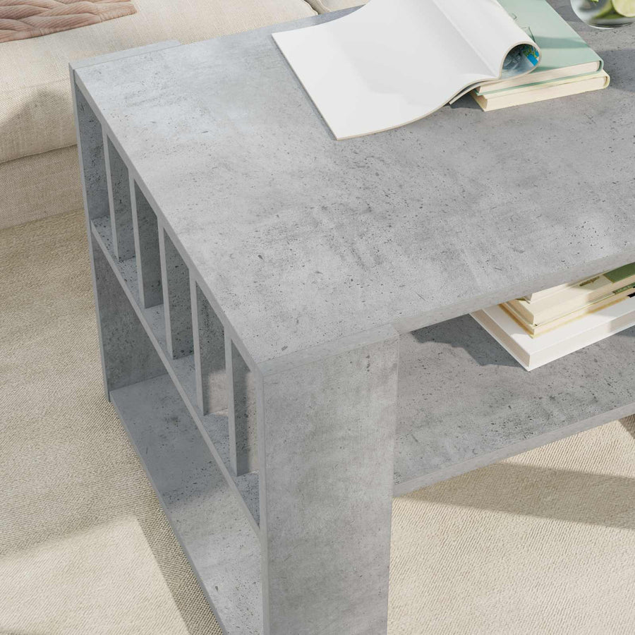 Salontafel Beton Grijs 66 x 49,5 x 45 cm Bewerkt hout