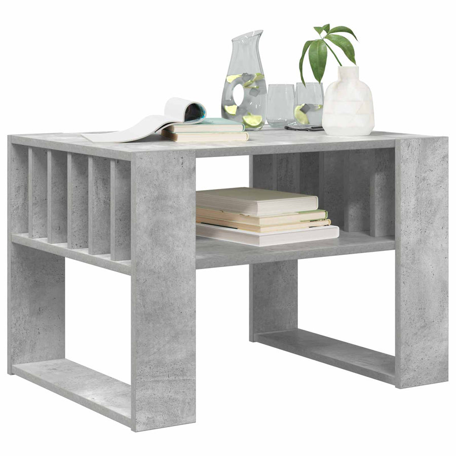 Salontafel Beton Grijs 66 x 49,5 x 45 cm Bewerkt hout