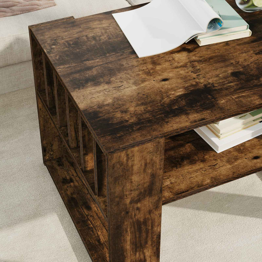 Salontafel Gerookt eiken 66 x 49,5 x 45 cm Bewerkt hout