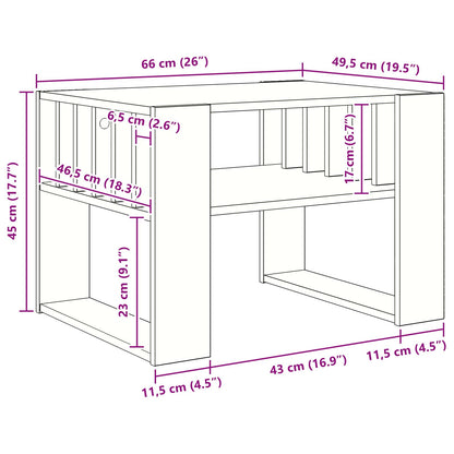 Salontafel Grijs Sonoma 66 x 49,5 x 45 cm Bewerkt hout