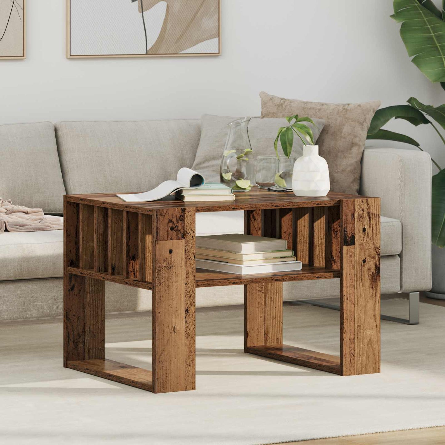 Salontafel Oudhout 66 x 49,5 x 45 cm Bewerkt hout