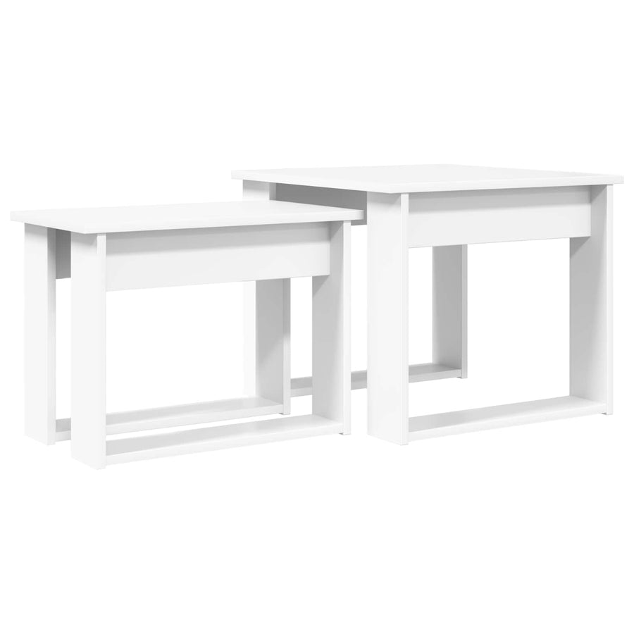 Koffietafel Set 2 pcs Wit Bewerkt hout