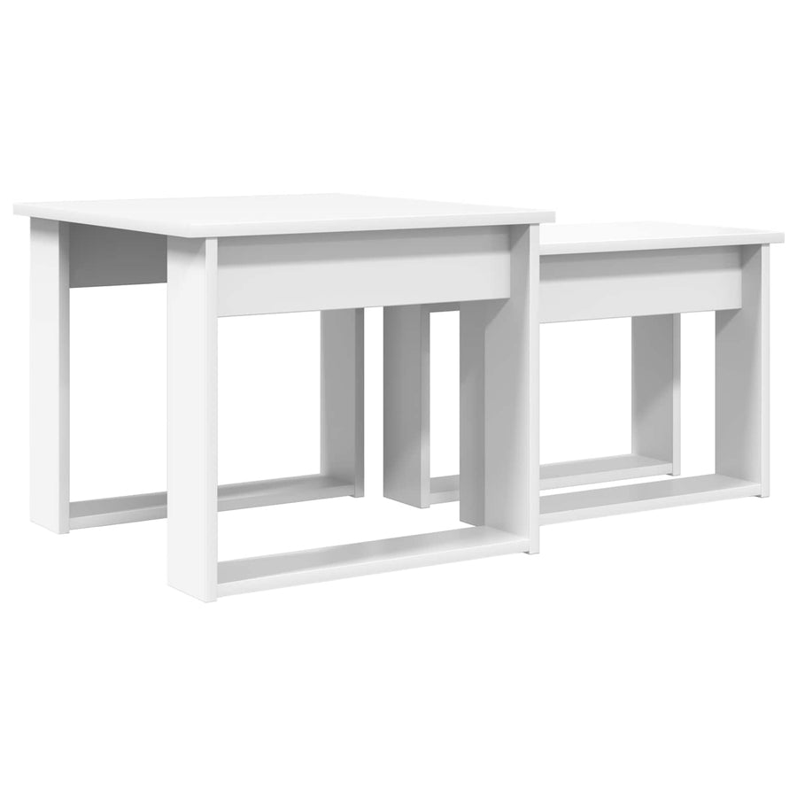 Koffietafel Set 2 pcs Wit Bewerkt hout