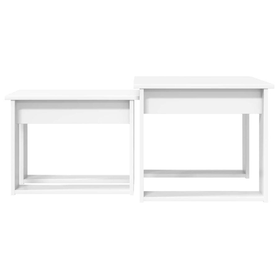 Koffietafel Set 2 pcs Wit Bewerkt hout